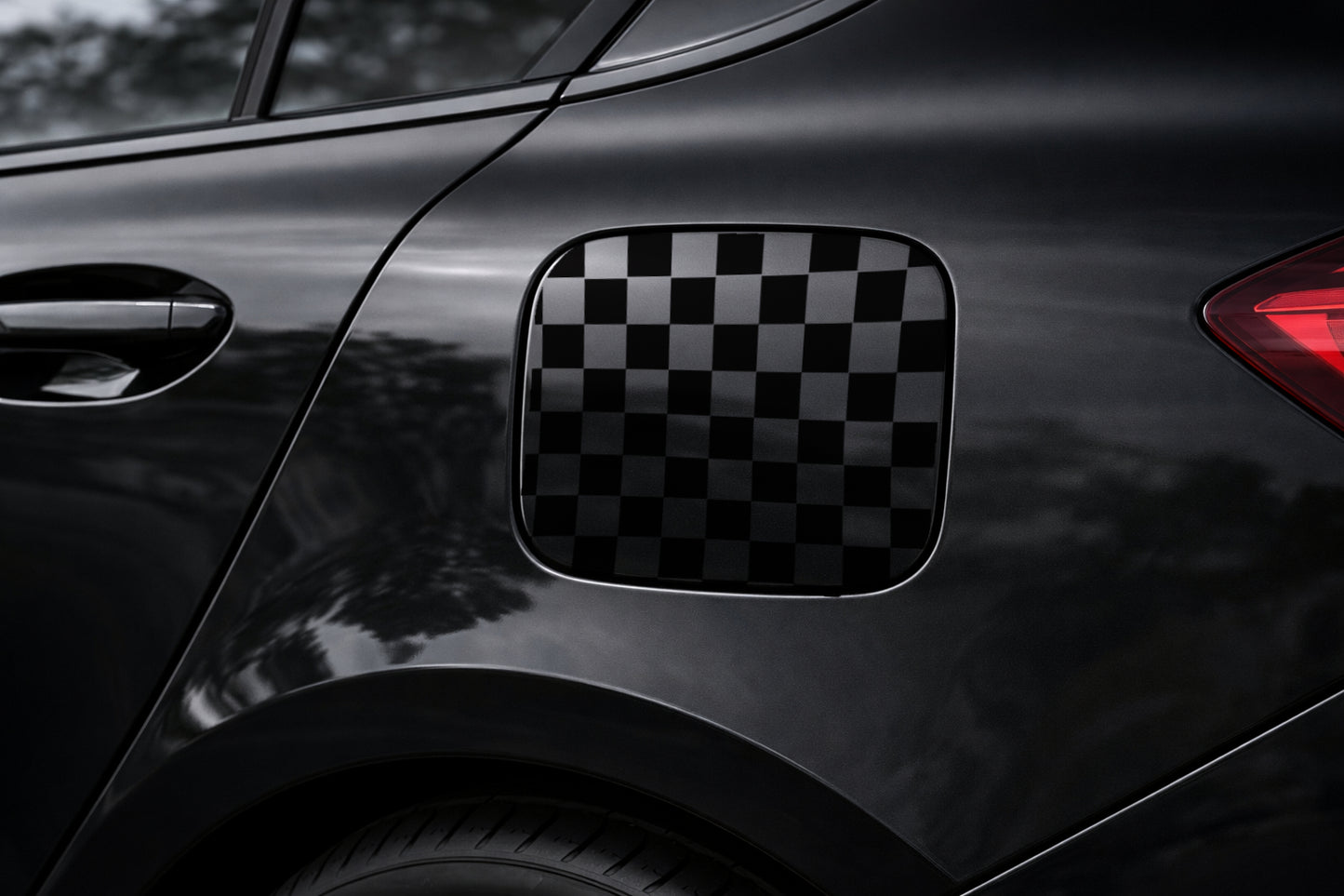 Checkered Print Fuel Door Decal – Checkered Fuel Door Sticker | Car Vinyl Overlay