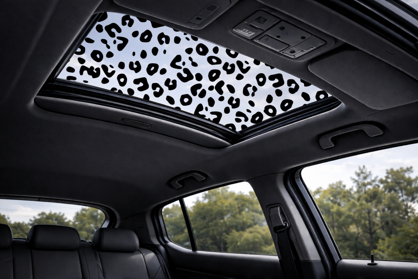 Cheetah Print Sunroof Decal – Leopard Pattern Car Roof Vinyl – Shadow Casting Window Overlay
